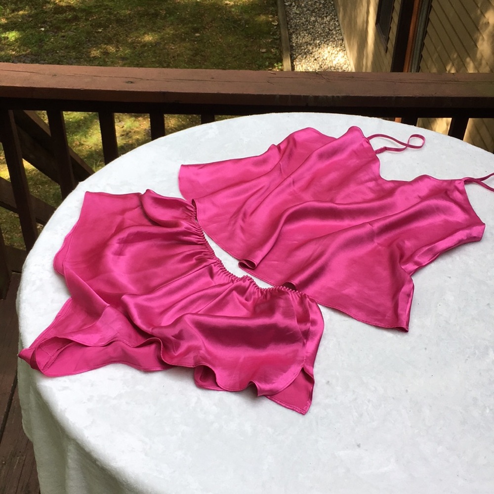 Pink Satin 2 piece pajama set